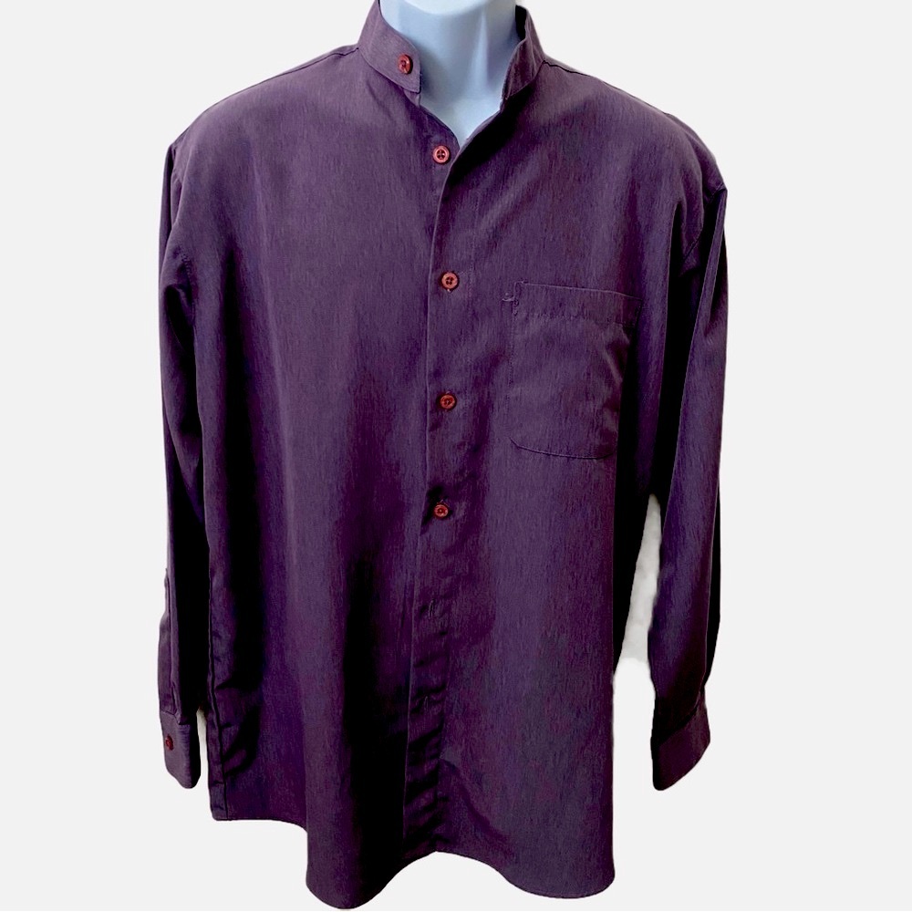 Diamanté, Men’s Mandarin Collar Long Sleeve Casual/Dressy Shirt